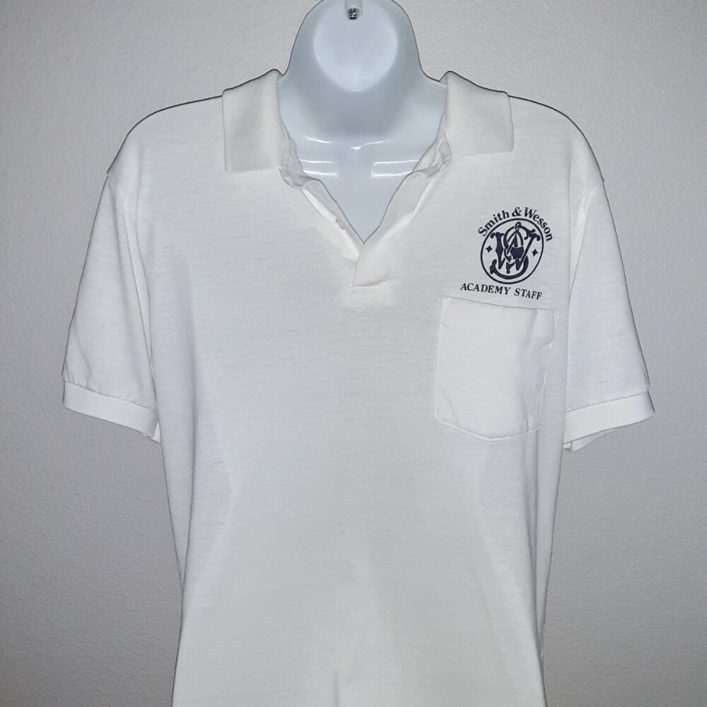 #2 Smith & Wesson Academy Staff Shirt * Vintage 1985 * Sz L * White, Lightweight